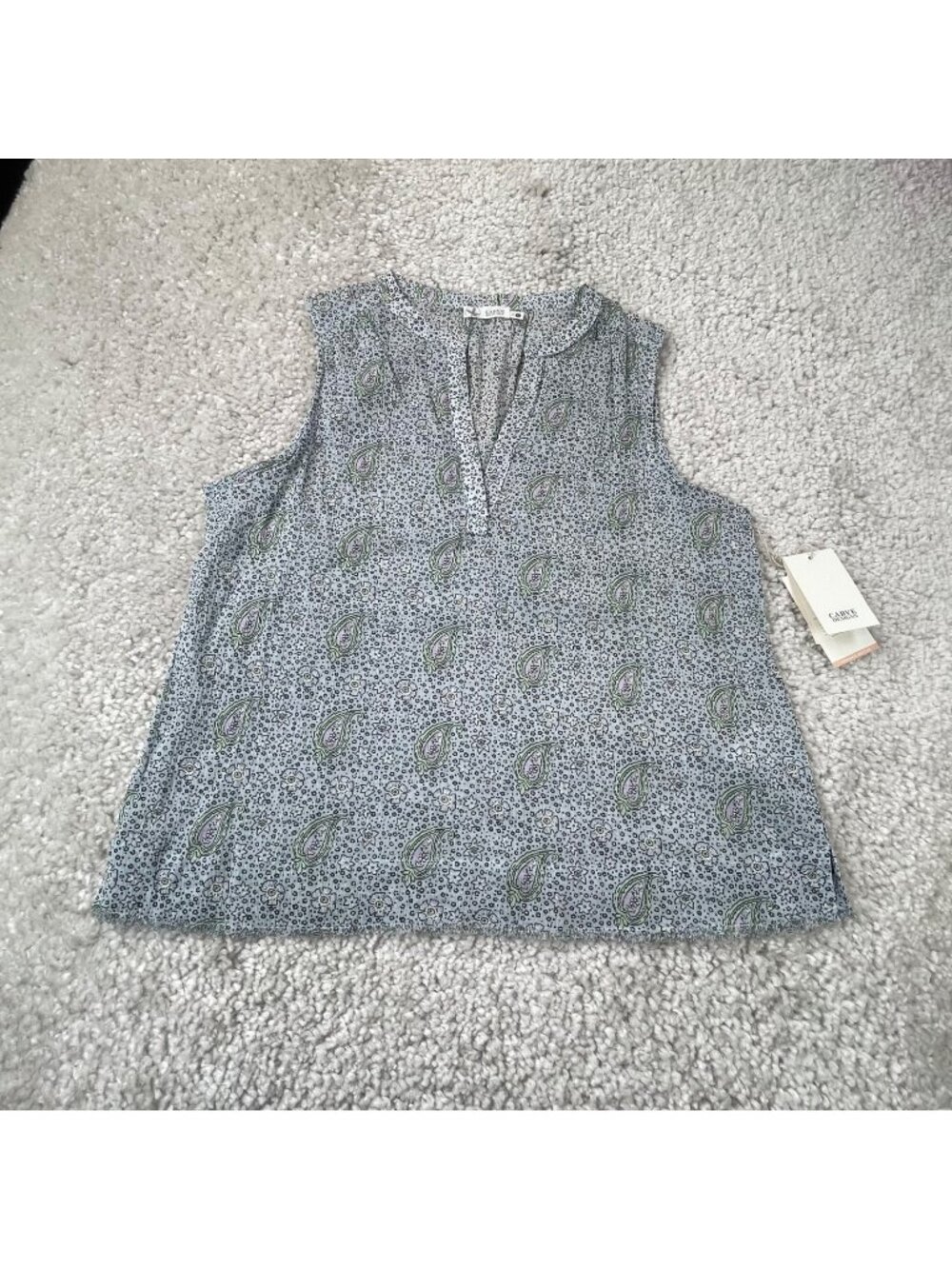 Carve Designs Dylan Tank Gauzy Blue Paisley Womens Large